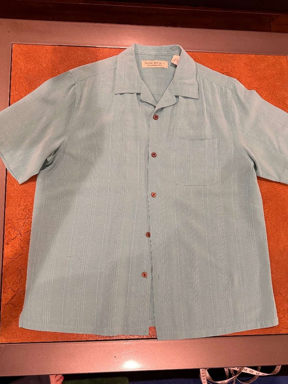 Island Republic Men's 100% Silk Camp Shirt - Size Large - Aqua Blue